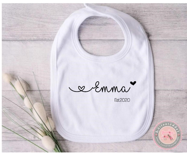 zuckersüßes Babylätzchen Name Herz Wunschname Geschenk Geburt Taufe Mitbringsel Lüttentüddel®